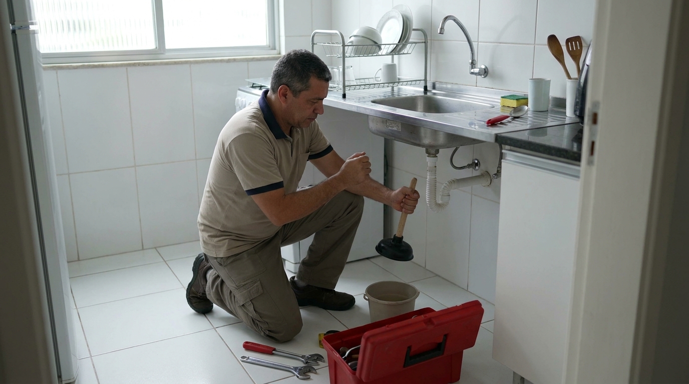 Desentupimento de pia residencial em Taboão da Serra‑SP