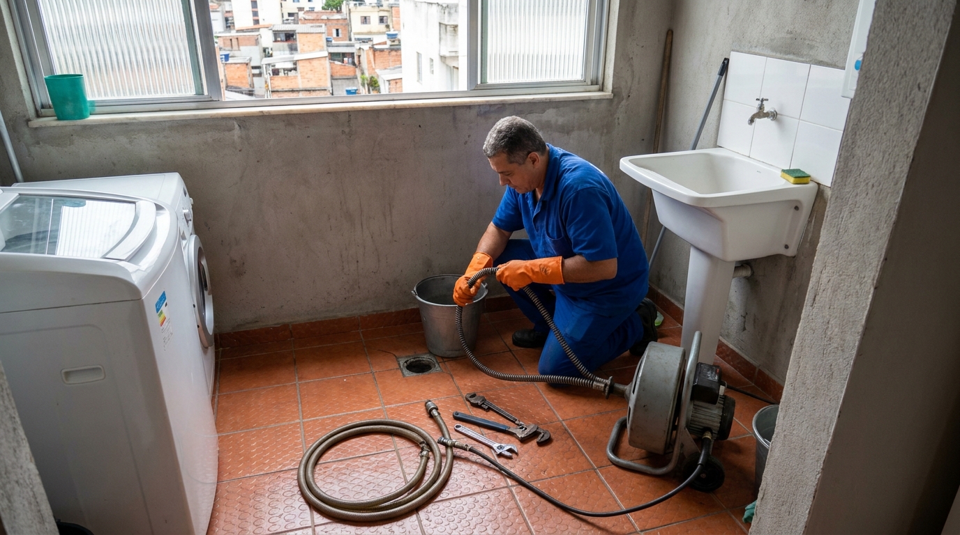 Desentupimento de ralo com equipamento em Taboão da Serra‑SP