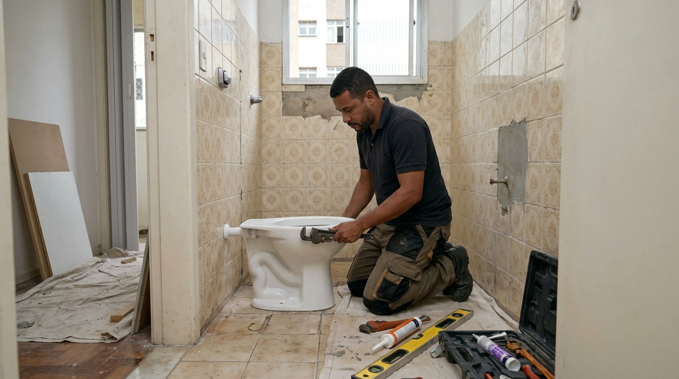 Instalação de vaso sanitário profissional em Taboão da Serra‑SP